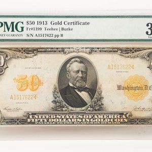 1913 $50 Gold Certificate Graded Very Fine 30 by PMG RARE and very beautiful